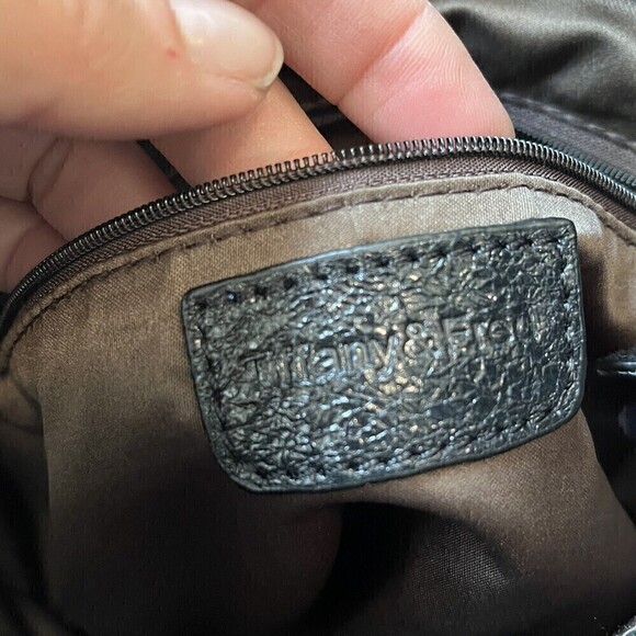 Tiffany and Fred Black Metallic Handbag Tote Bag Classic Modern Travel Shimmer - Picture 7 of 8